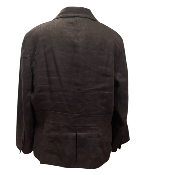 Talbots Pure Irish Linen Black Blazer Jacket Size 14 Classic Lined - Picture 4 of 8